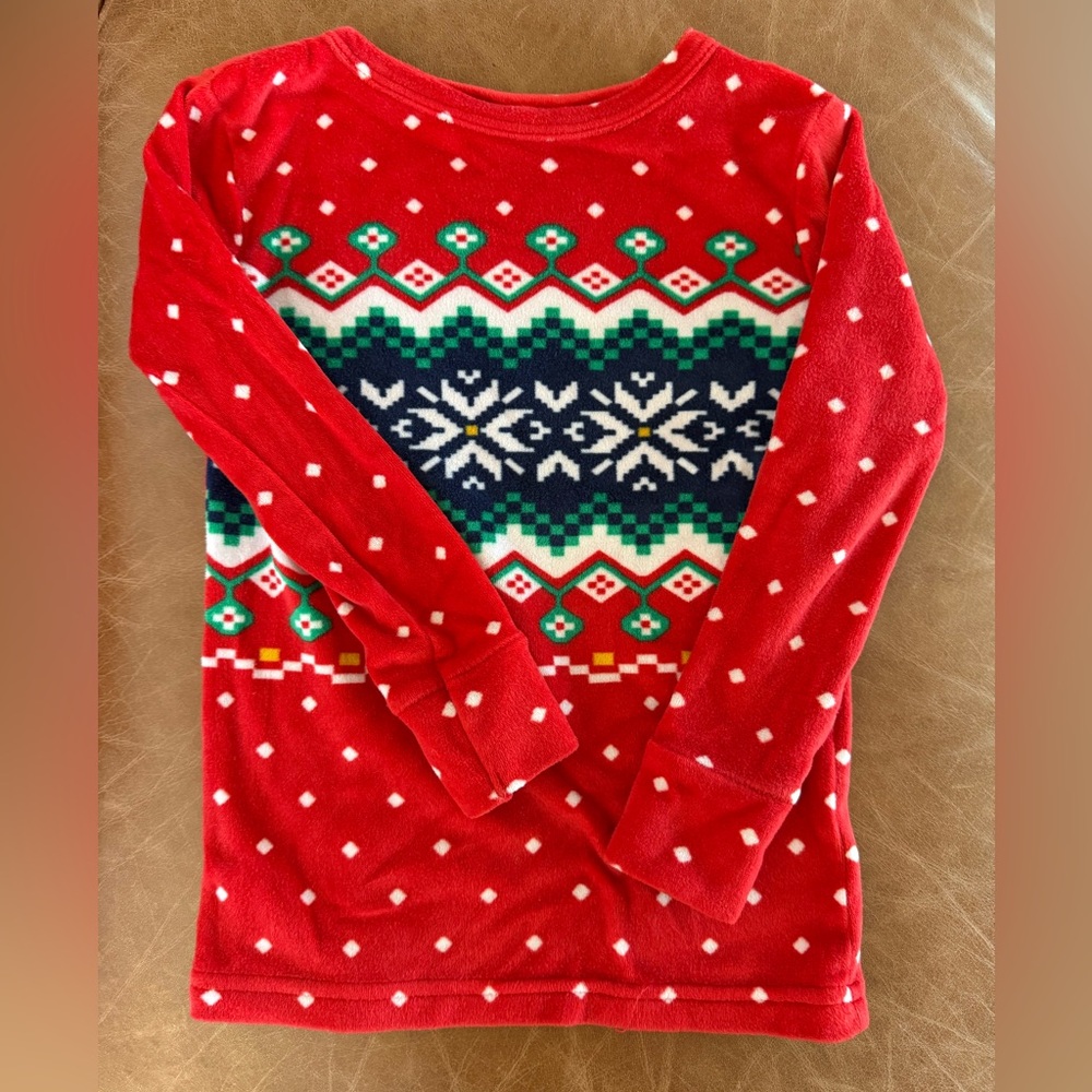 Cat & Jack Red Holiday Pajama Top | Toddler 3T | Fair Isle Fleece Sleepwear